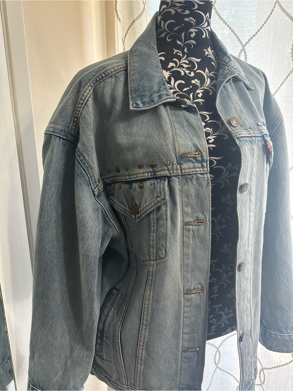 Levi's Washed Blue Denim Trucker Jacket with Stud Details